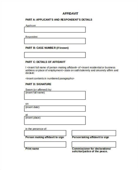 Free Printable Affidavit Form Printable Forms Free Online