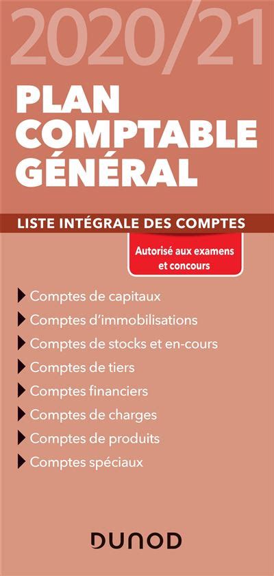 Plan comptable général 2020 2021 Liste intégrale des comptes Liste