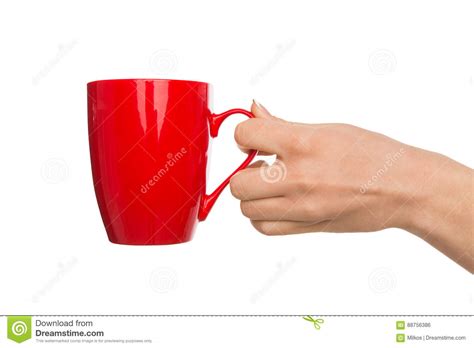 Close Up Of Hand With Cup Of Tea Isolated On White Stock Photo Image