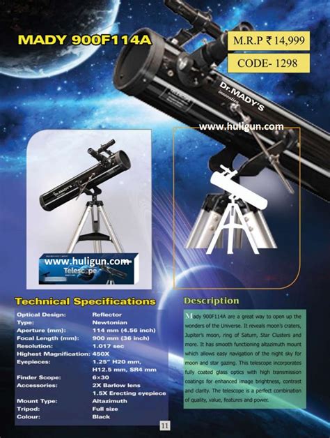 Dr Mady Newtonian Reflector 114az 114mm Telescope 114mm 900mm With