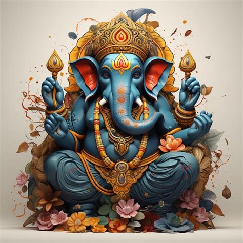 Ilustración de la estatua de dios ganesha Foto Premium