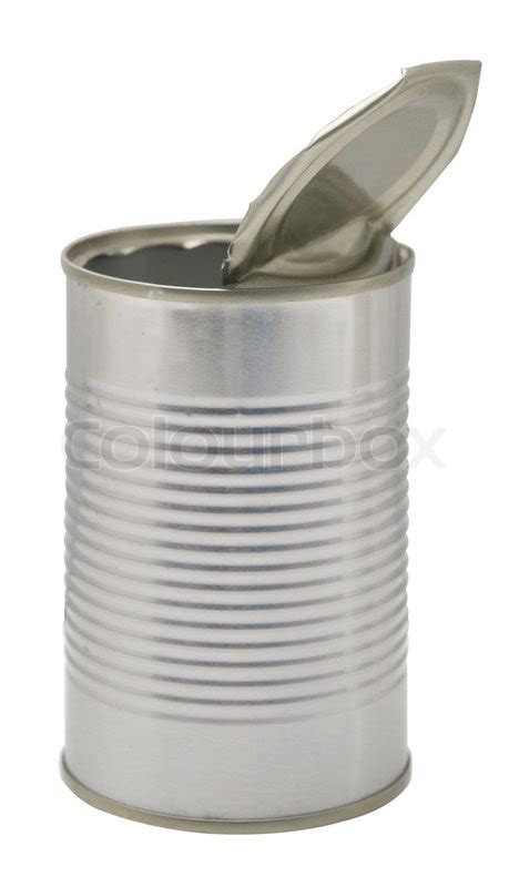 Open Tin Can Isolated On White Stock Image Colourbox