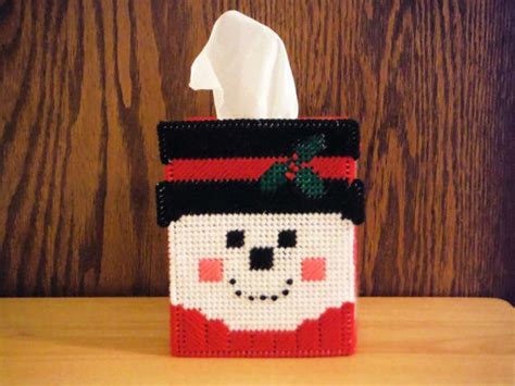 Tissue Box Cover Plastic Canvas Snowman By Shanayscreation On Etsy