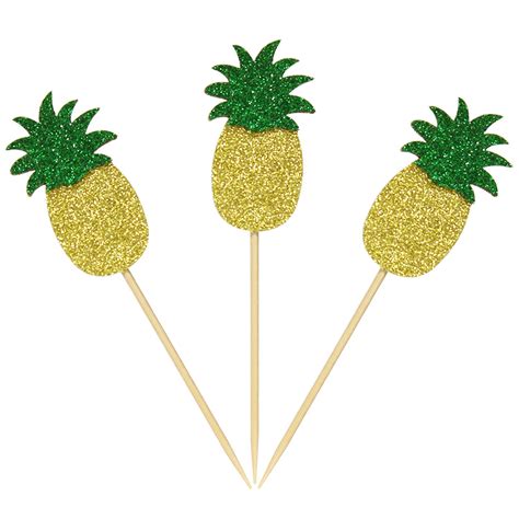 Amazon Newqueen Pack Pineapple Cupcake Toppers Gold Glitter