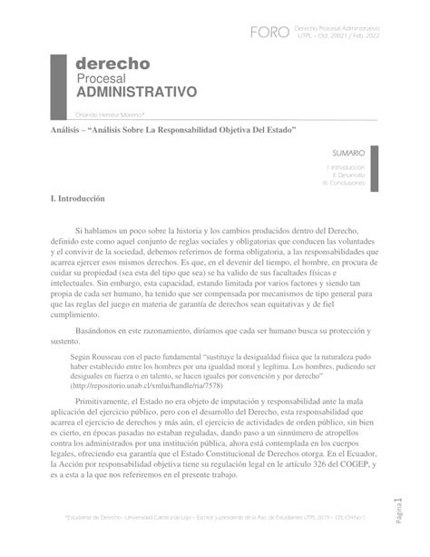 PDF Análisis Análisis Sobre La Responsabilidad Objetiva Del Estado