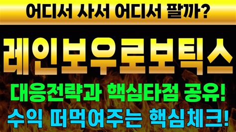 [주식]레인보우로보틱스 주가전망과 대응전략 반드시 확인하세요 세력 목표가까지는 흔들리지 않아야 합니다 Youtube