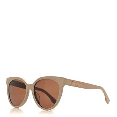 Fendi Acetate Round Cat Eye Sunglasses Beige Gem