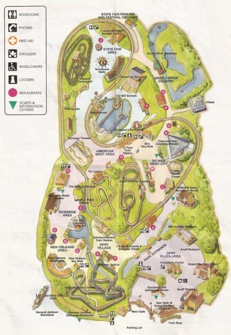 Opryland U.S.A. | Theme park map, Amusement park plan, Theme park planning