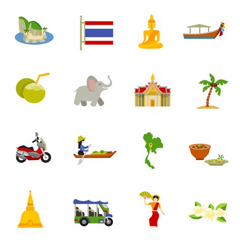 Thailand Icons Set 461817 Vector Art At Vecteezy