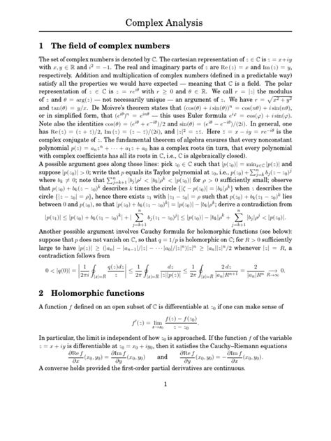 Complex Analysis 1 The Field Of Complex Numbers Pdf Holomorphic