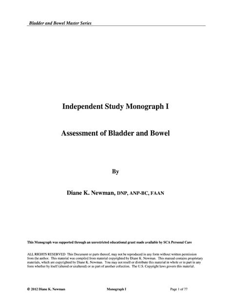 Fillable Online Independent Study Monograph I Assessment Of Bladder And