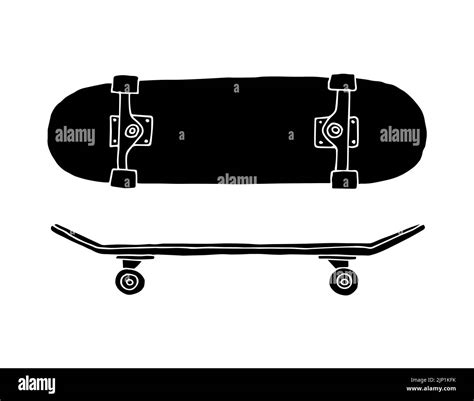 Vector Hand Drawn Doodle Sketch Black Skateboard Isolated On White