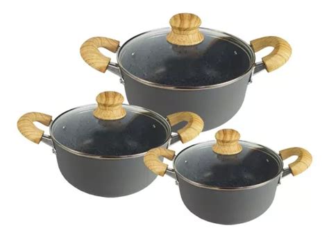 Set Piezas Cacerola Olla Hudson Granito Bz