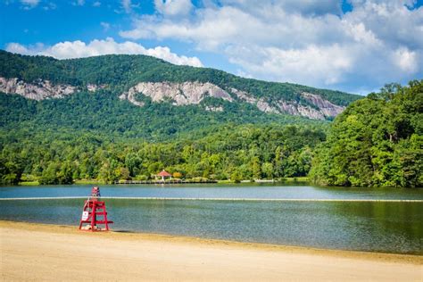 Beach on Lake Lure, in Lake Lure, North Carolina. Stock Image - Image ...