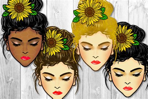 Messy Bun And Sunflower Momlife Sublimation Png By Mandala Creator Thehungryjpeg