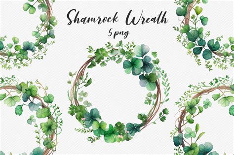 Shamrock Wreath Watercolor Clipart Graphic by PinkPearly · Creative Fabrica