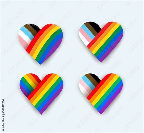 Set Of Transgender Pride Flag Heart Symbol Vector Illustration With