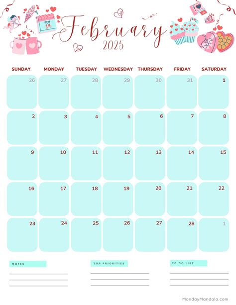 Free Printable Cute February 2025 Calendars That Liuka Prissie