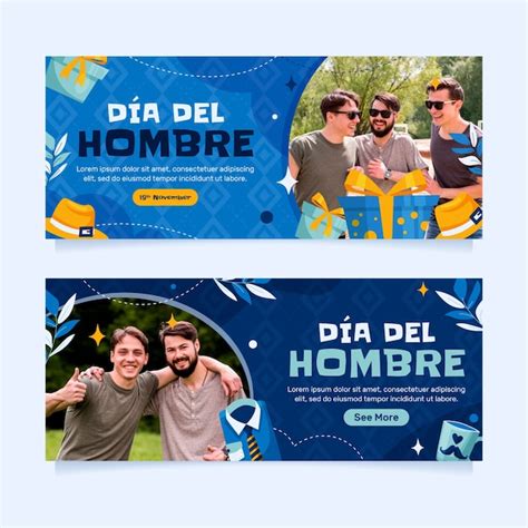 Modelo de banner horizontal plano para celebração do dia dos homens em