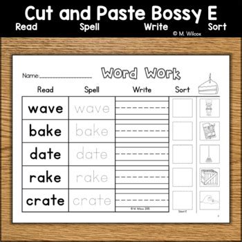 Phonics Worksheets Bossy Silent And Magic E Cut And Paste By Melicety