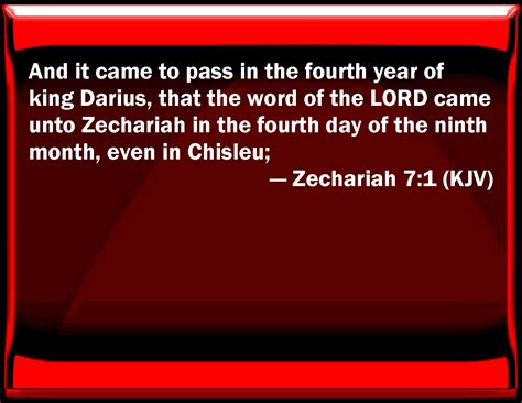 Zechariah 7 1 And It Came To Pass In The Fourth Year Of King Darius