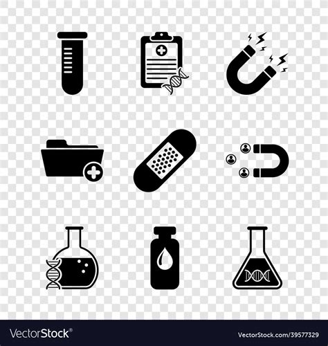 Set Test Tube Or Flask Clipboard With Dna Vector Image