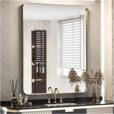 Tetote Brushed Gold Bathroom Mirror X Inch Metal Framed Mirror