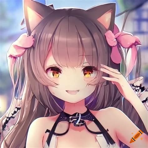Very cute anime cat girl on Craiyon