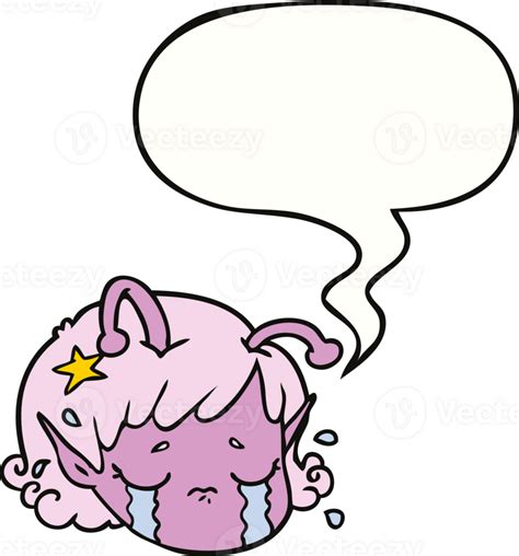 Cartoon Alien Space Girl Face Crying And Speech Bubble 45275969 Png