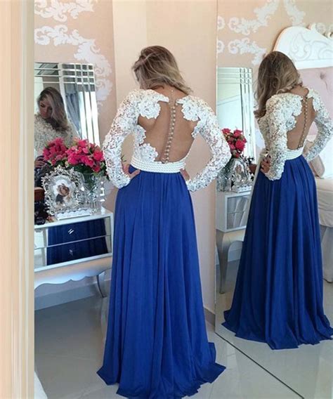 Lastbridal Women Sexy Deep V Neck Long Sleeves Lace Beaded Prom Evening