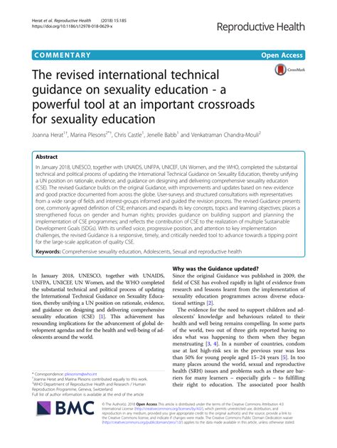 Pdf The Revised International Technical Guidance On Sexuality