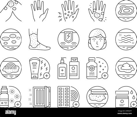 Eczema Disease Treat Collection Icons Set Vector Stock Vector Image