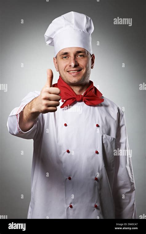 Male Chef With Thumb Up Portrait Stock Photo Alamy