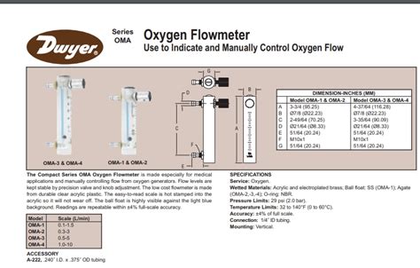 氧氣流量計 Dwyer 流量計 Oxygen Flowmeter Oma系列 Dwyer專業代理 微差壓錶 浮子流量計 貝鑫科技有限公司