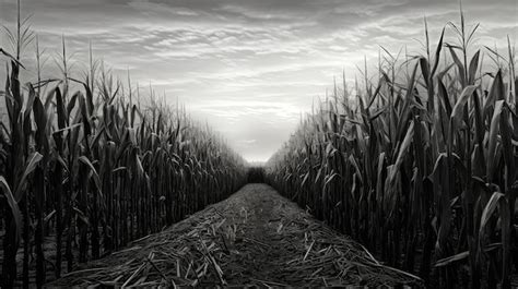 Premium Photo | Rural black and white corn field