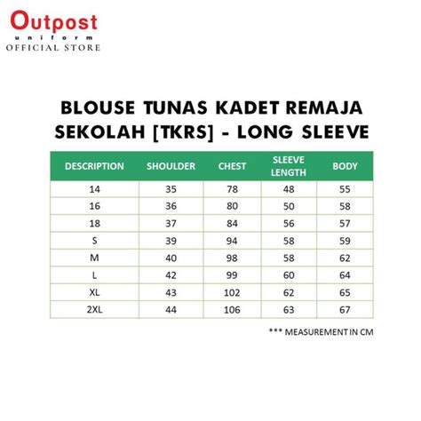 Outpost Blouse Tunas Kadet Remaja Sekolah Long Sleeve Tkrs Outpost