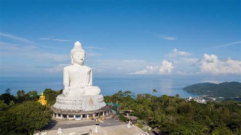 Premium Photo | Phuket big buddha at sunset time from big buddha viewpoint can see around phuket ...