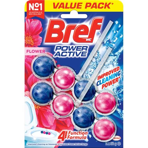 Bref Power Active Rim Block Toilet Cleaner 2 Pack 50g Flower Blossom