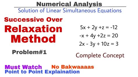 Successive Over Relaxation Method Problem Complete Concept