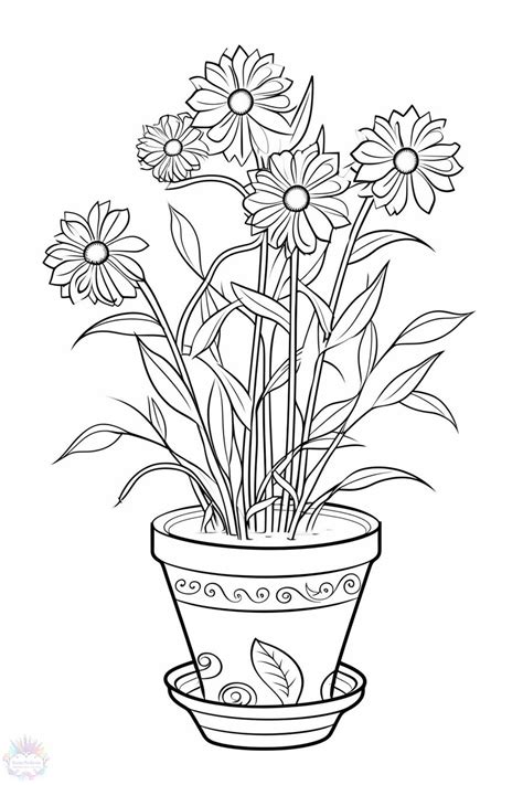 Flower Vase Coloring Pages - Coloring Pages - Worksheets Library