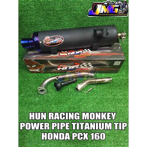 HUN RACING MONKEY POWER PIPE HONDA PCX 160 BIG ELBOW TITANIUM TIP WITH