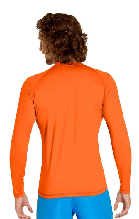 Mens Long Sleeve Rash Guard Orange Wet Effect Inc