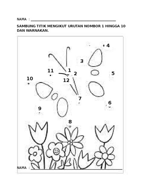 Sambung Titik Nombor 1 Hingga 10 Malaukuit