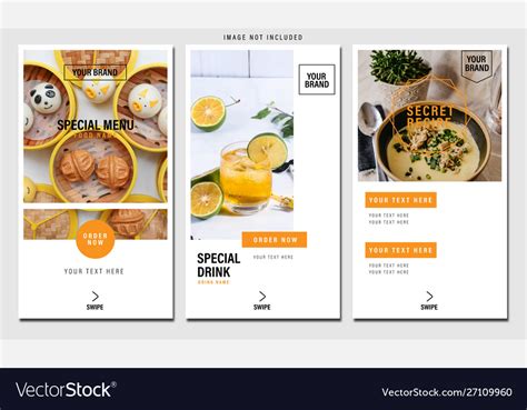 Food instagram stories promotion template Vector Image