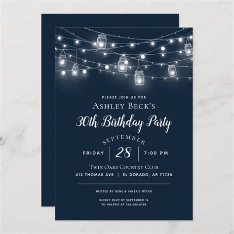 Rustic String Lights Birthday Party Invitation Zazzle