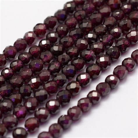 Red Garnet Beads Faceted Round Natural Gemstone Beads Sold Etsy