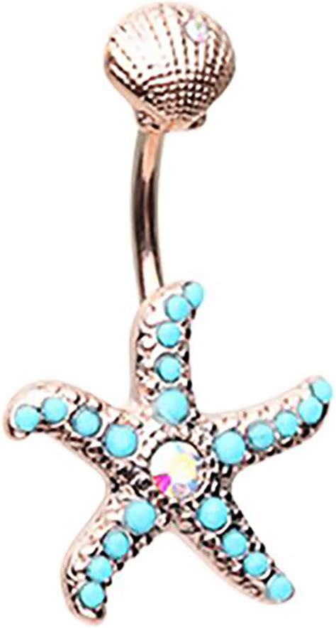 Amazon Body Accentz Belly Button Ring Rose Gold Starfish Under The