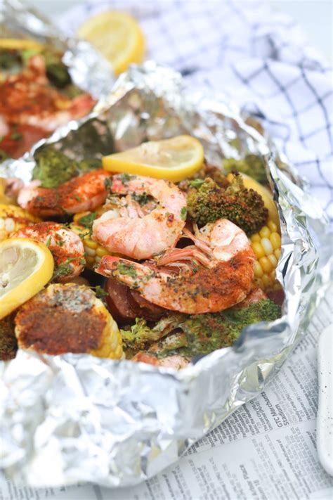 Shrimp Boil Foil Packets In Oven Seasoned To Taste