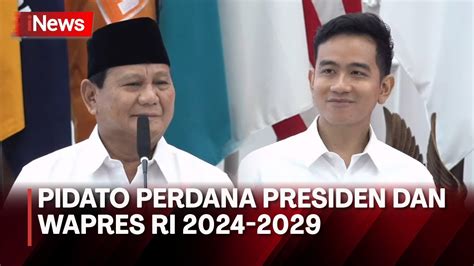 Pidato Perdana Prabowo Gibran Usai Resmi Ditetapkan Presiden Wapres