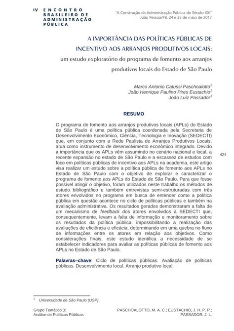 Pdf A ImportÂncia Das PolÍticas PÚblicas De Análise De